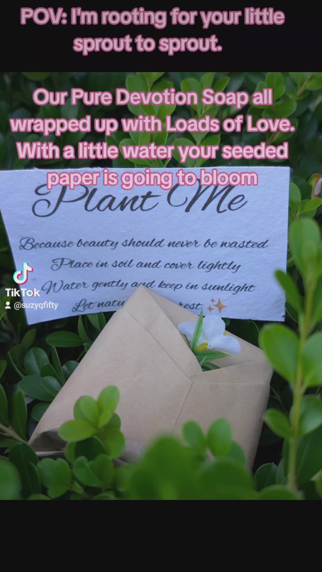 Love Always Pure Devotion Pink Clay Soap - paired beautifully with seeded paper that you can plant and watch your Wild Flowers grow 🪴